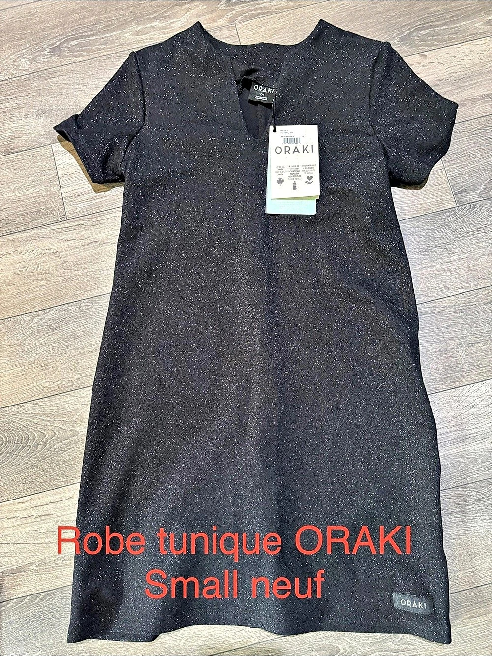 Oraki Slit-Collar Formal T-Shirt Dress Black Small NWT